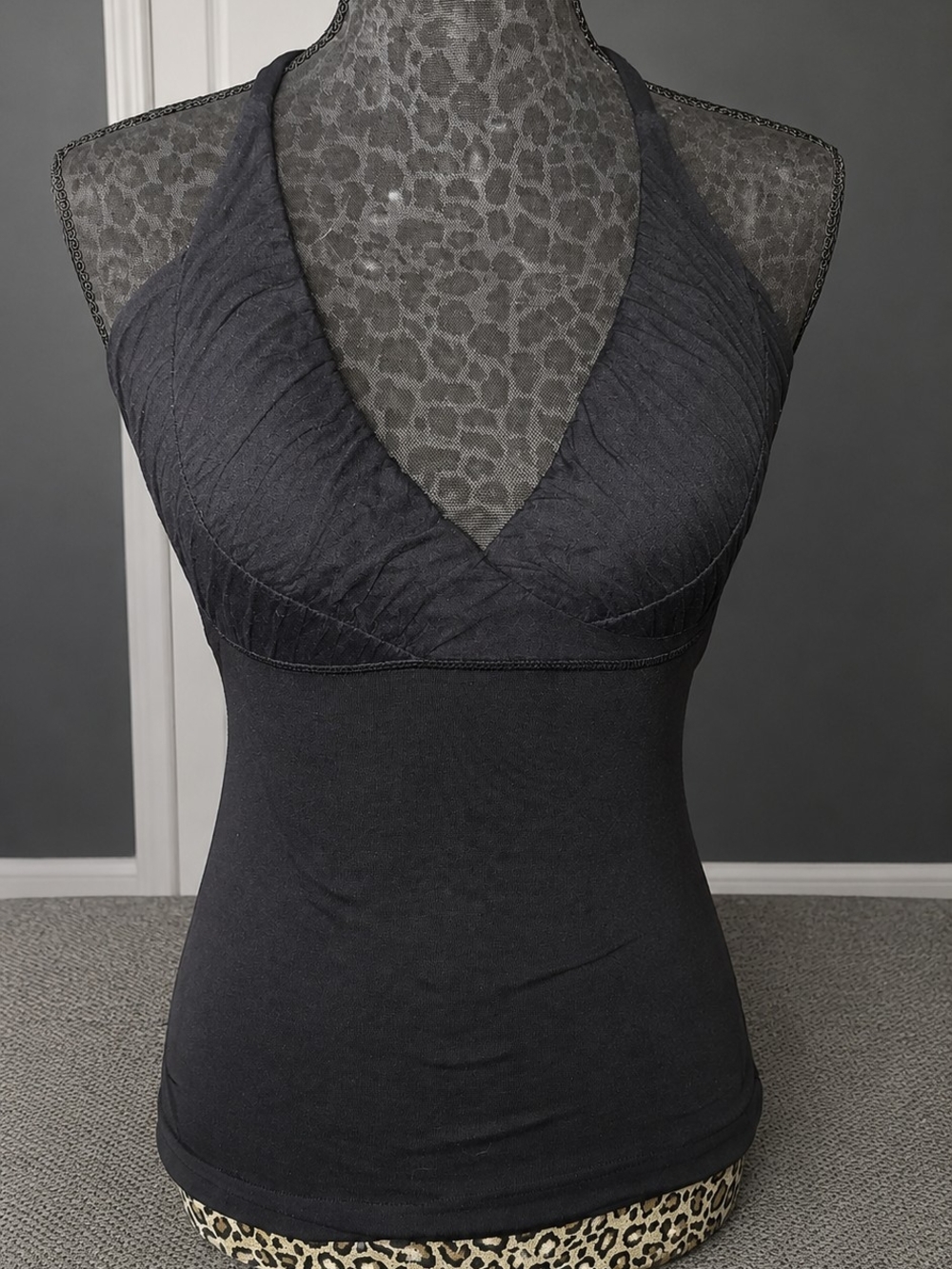 Black Halter V-Neck Women's Tank Top